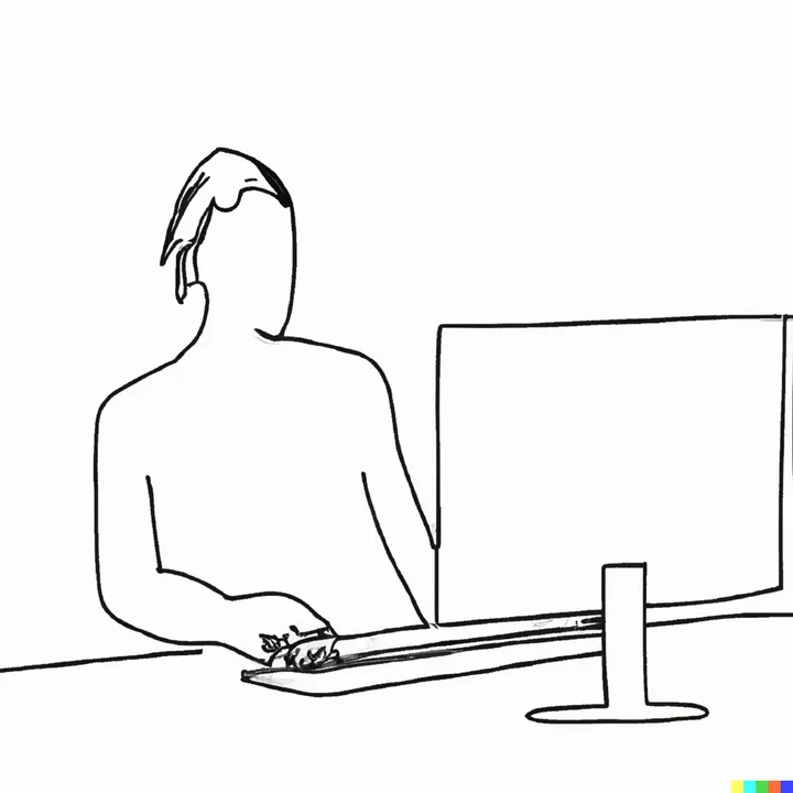 Person behind a computer, Dall-E